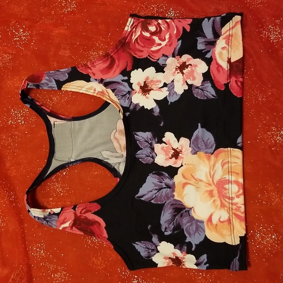 *NEW* CUTE BOOTY LOUNGE FLOWER PRINT Razorback top/bra (med) NWOT - Picture 4 of 7